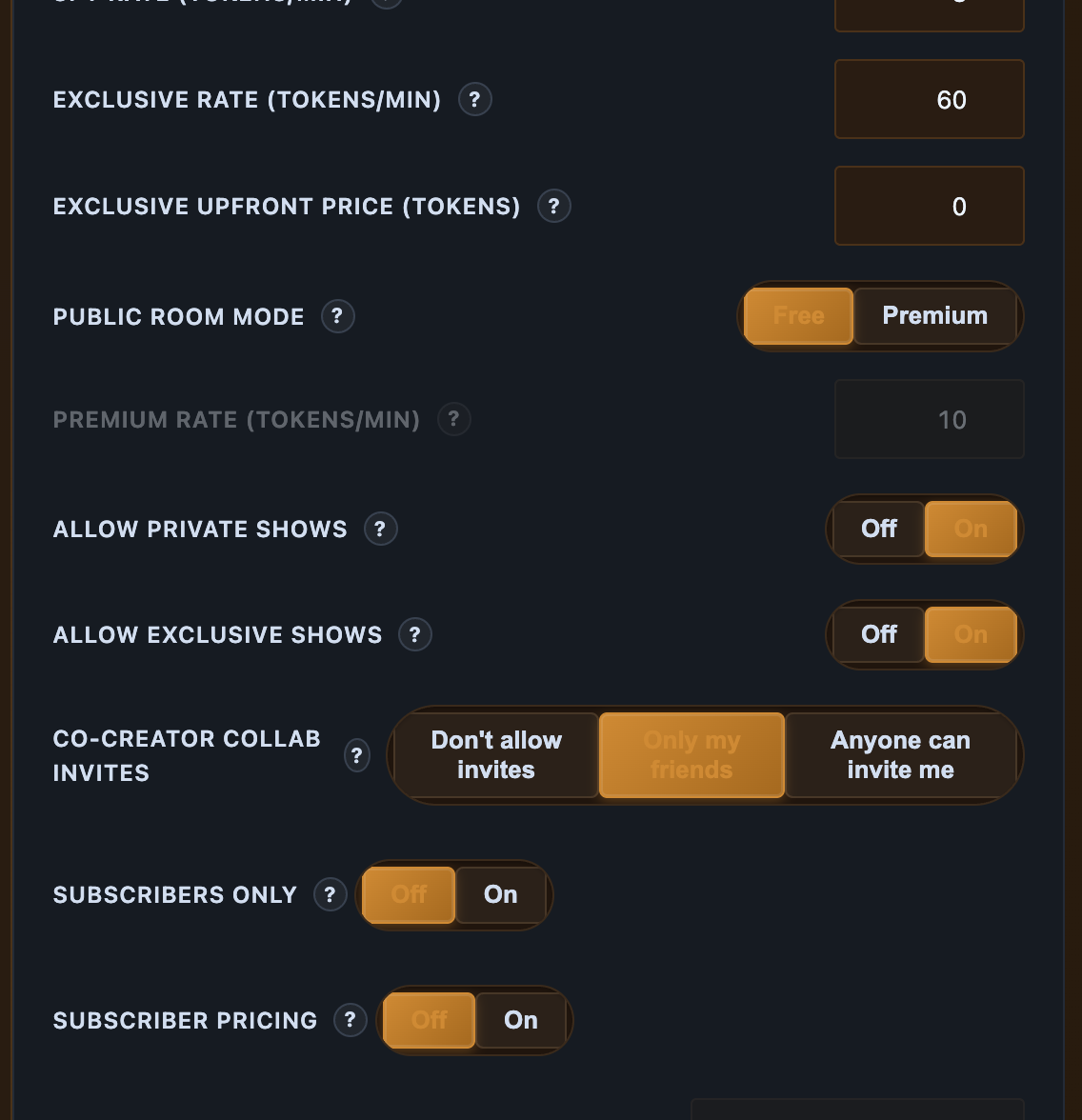 Studio page with title, tags, mode pill, tip menu visible.