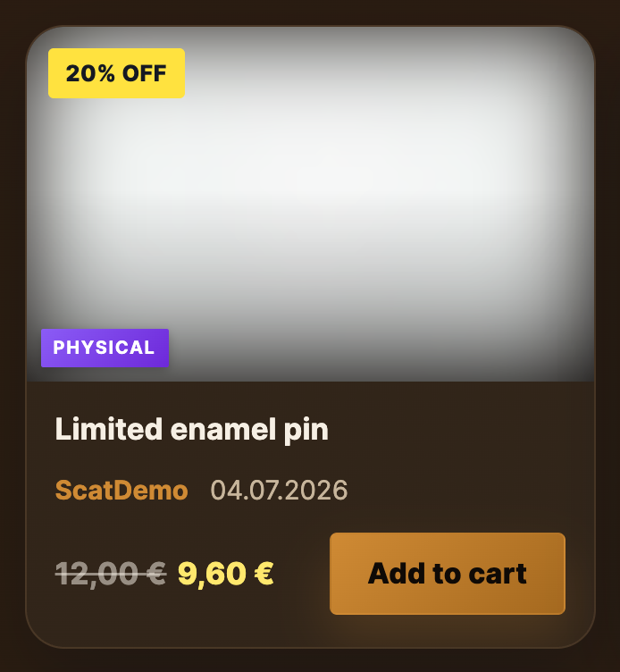Physical item page with price, condition tag and the Add extras options.
