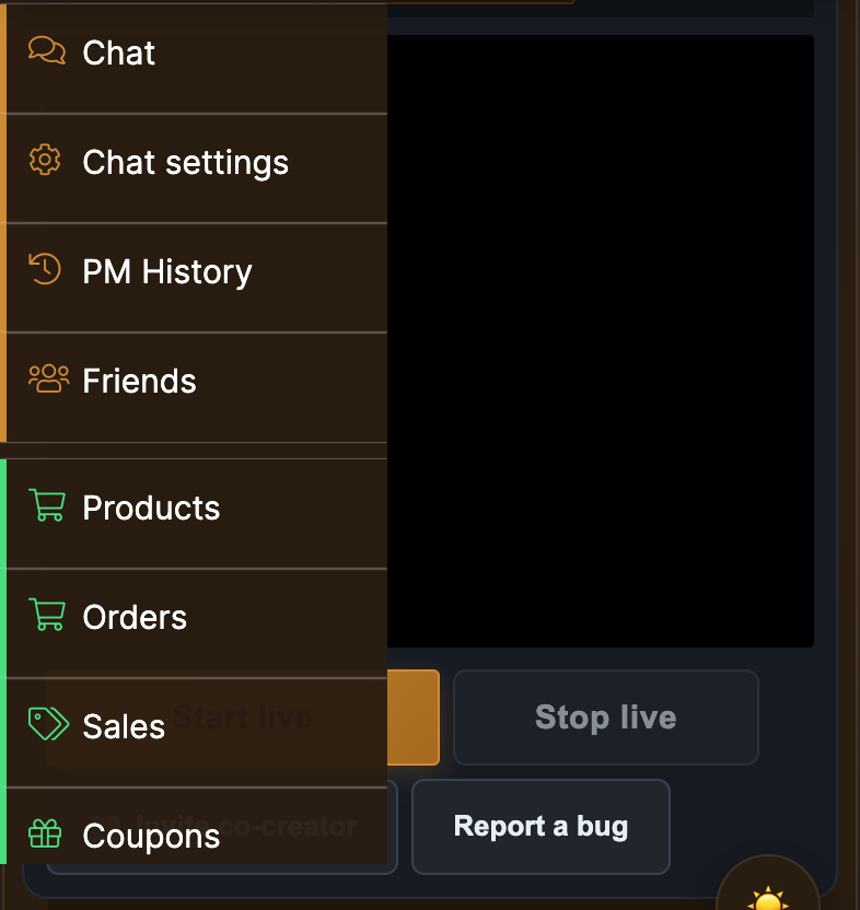 Livestream studio on a phone with the local preview and Start live.