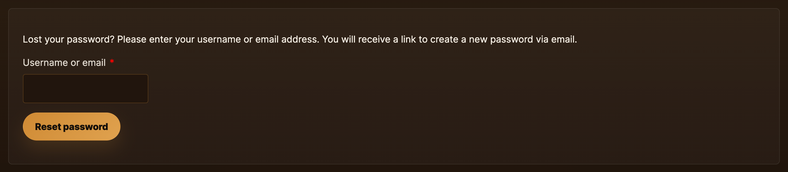 Enter your username or email and click Reset password.