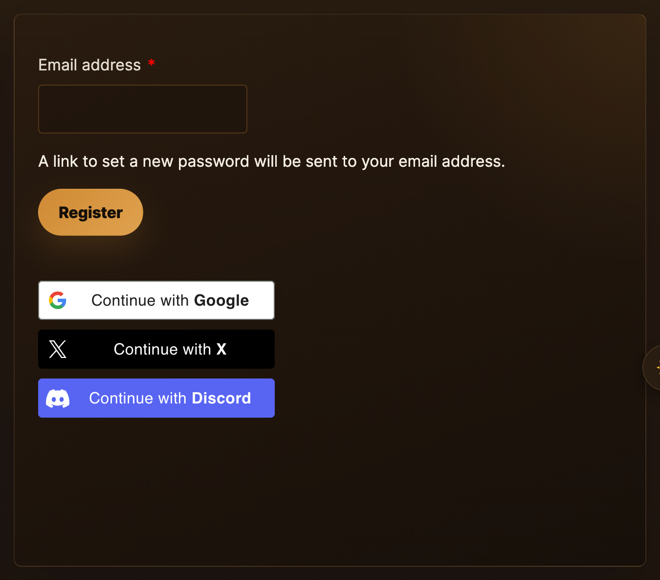 Das Anmeldeformular — nur deine E-Mail Adresse.