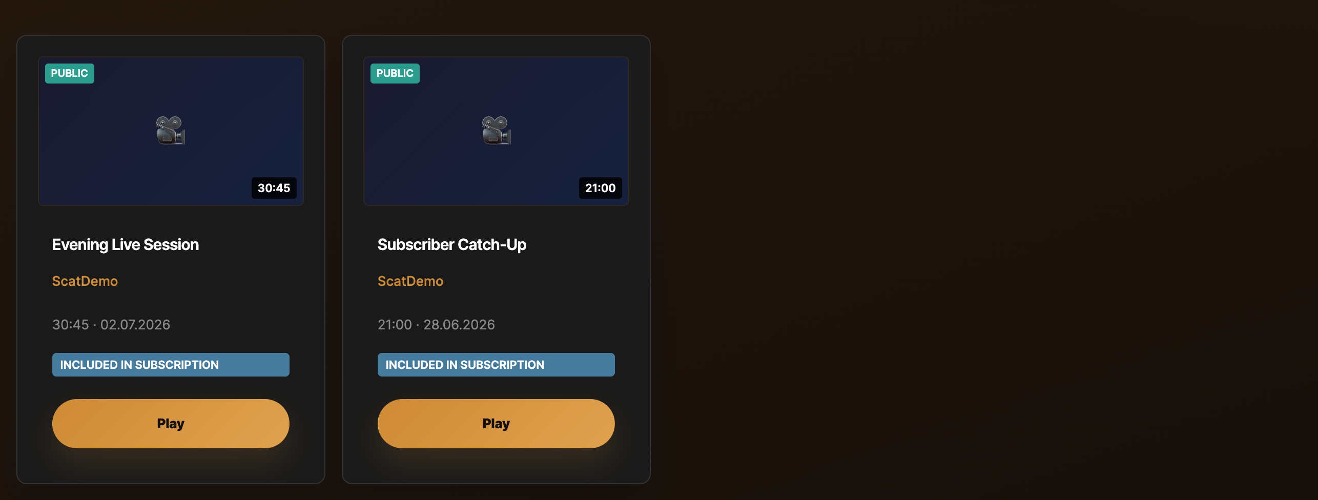 Customer My Library with the VODs tab open.